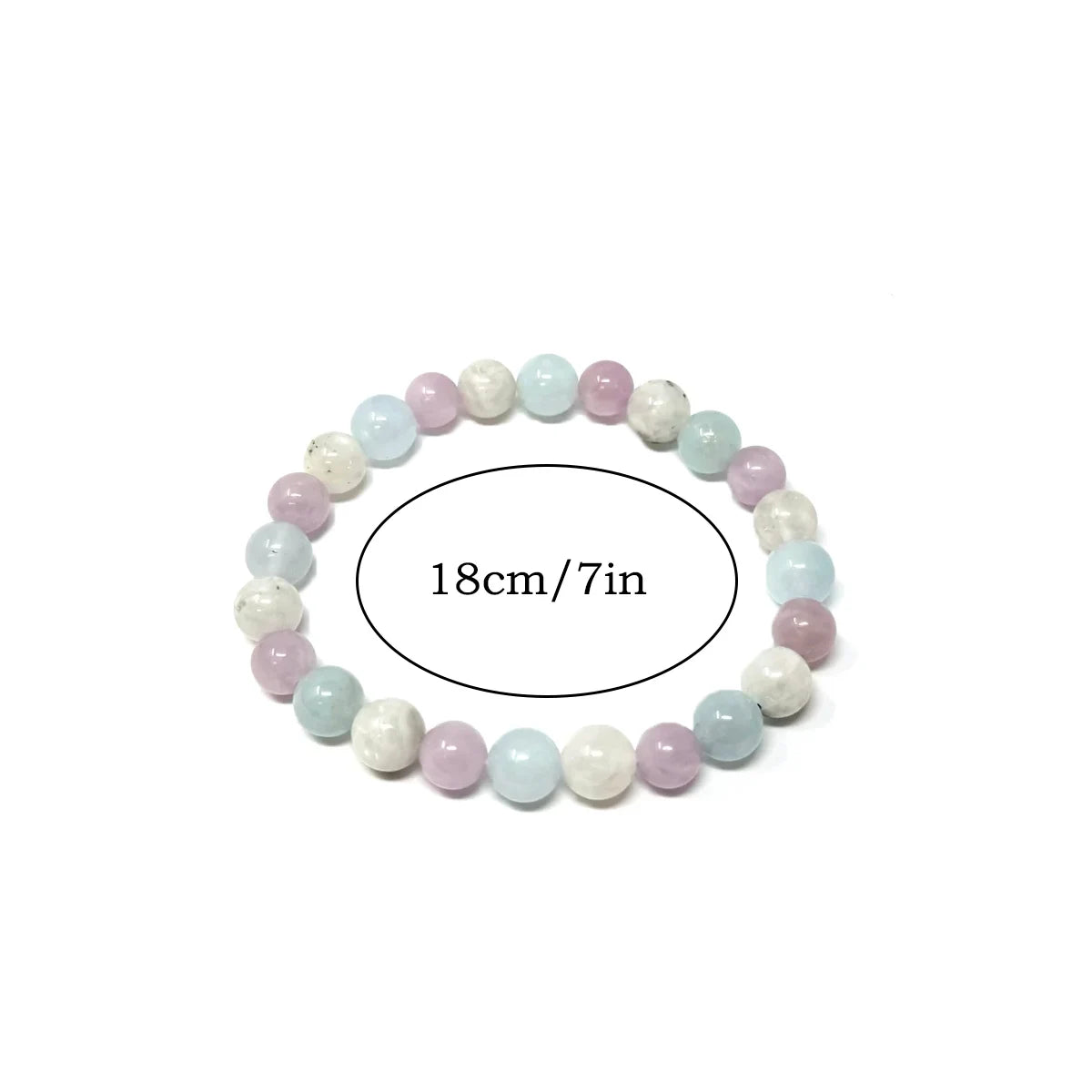 18cm crystal bracelet for mindfulness practice with pastel blue, pink, and white beads