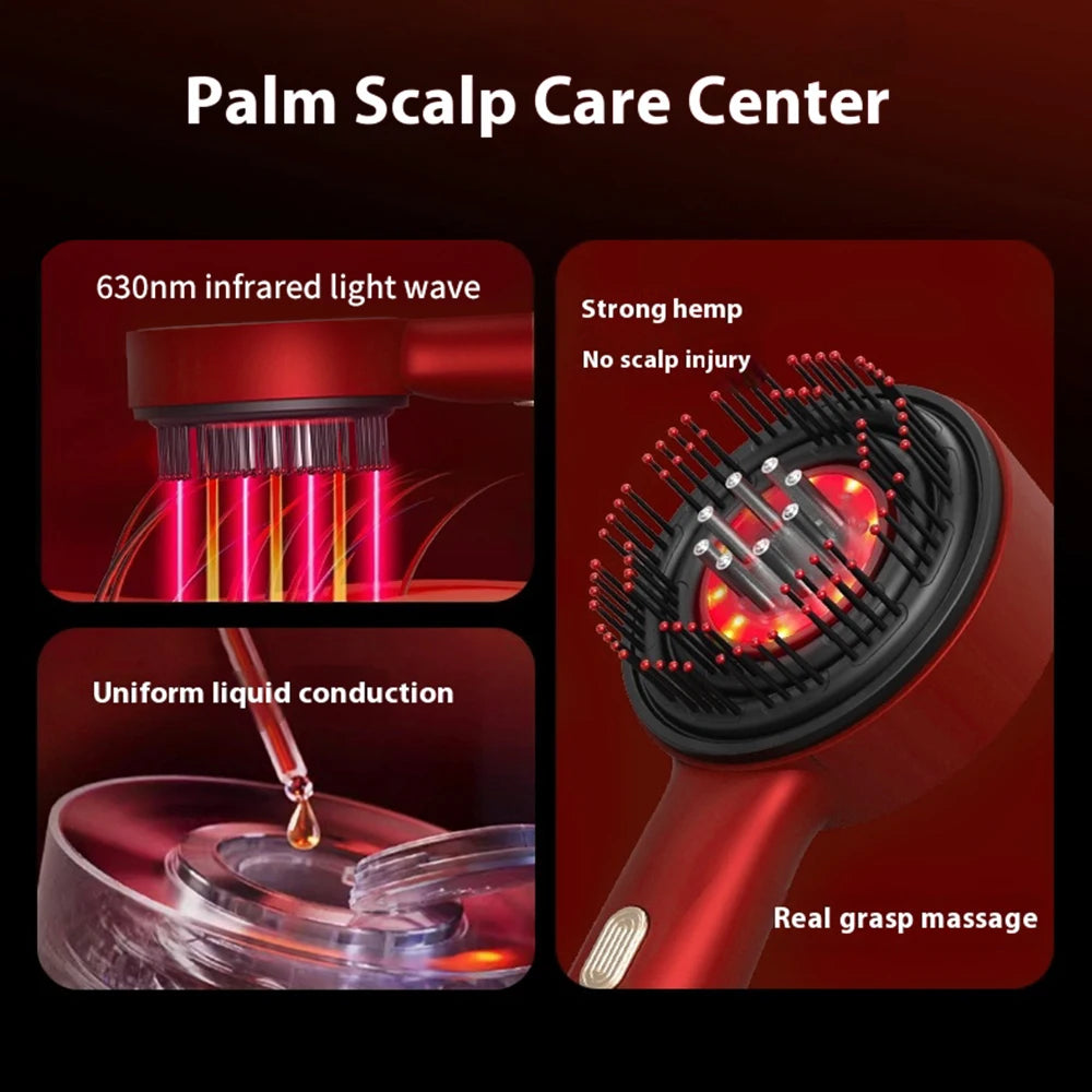 SACRED SELF WELLNESS electric scalp massager for hair growth with 630nm infrared light and strong hemp bristles