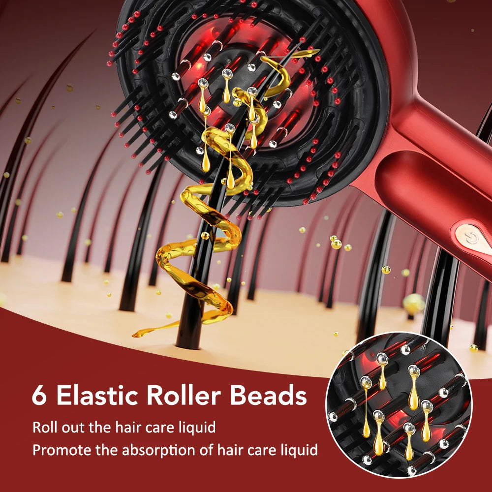 SACRED SELF WELLNESS electric scalp massager for hair growth with 6 elastic roller beads promoting hair care liquid absorption