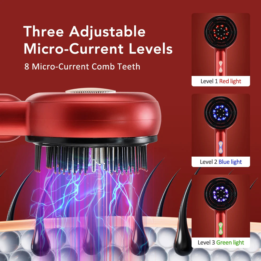 Sacred Self Wellness electric scalp massager for hair growth with three adjustable micro-current levels and light therapy