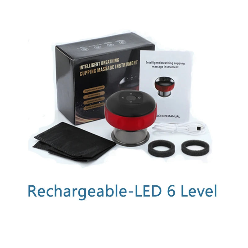 Sacred Self Wellness electric vacuum cupping massager with LED display, rechargeable with accessories