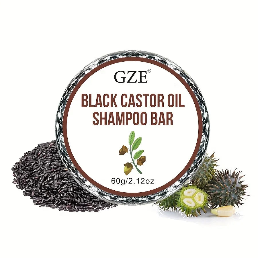 GZE Jamaican black castor oil shampoo bar with natural castor seeds and plant extracts for hair care