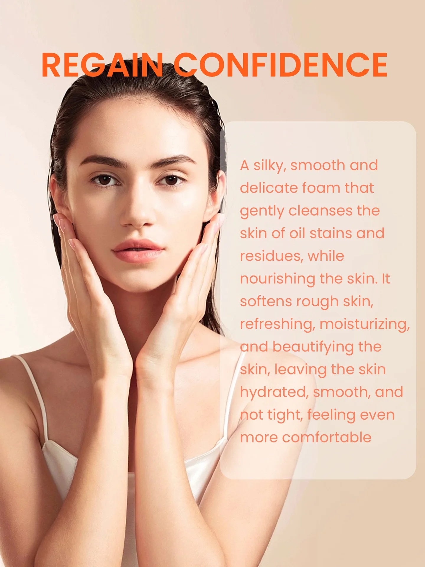 Woman gently touching her face showcasing the effects of handmade turmeric soap for skin lightening
