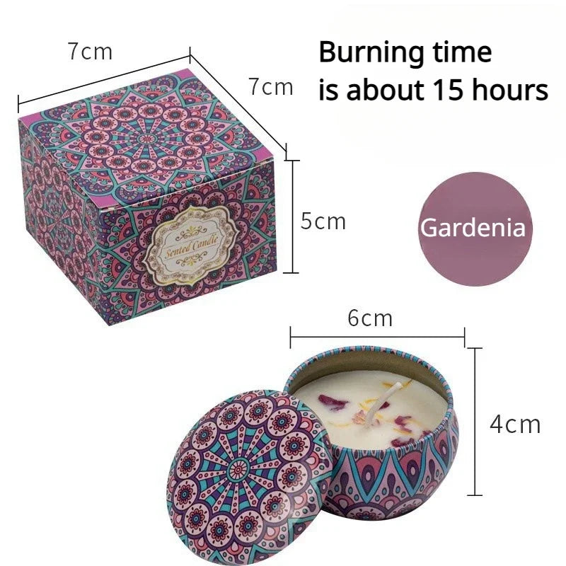Islamic pattern scented candles in decorative container with gardenia scent and 15 hour burn time