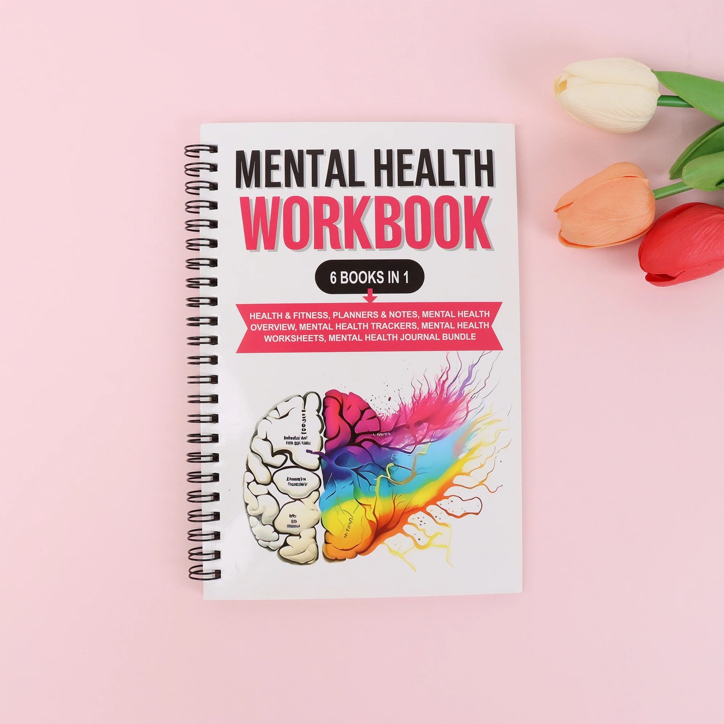 Let Them Theory book Mel Robbins Mental Health Workbook with colorful brain illustration on white cover