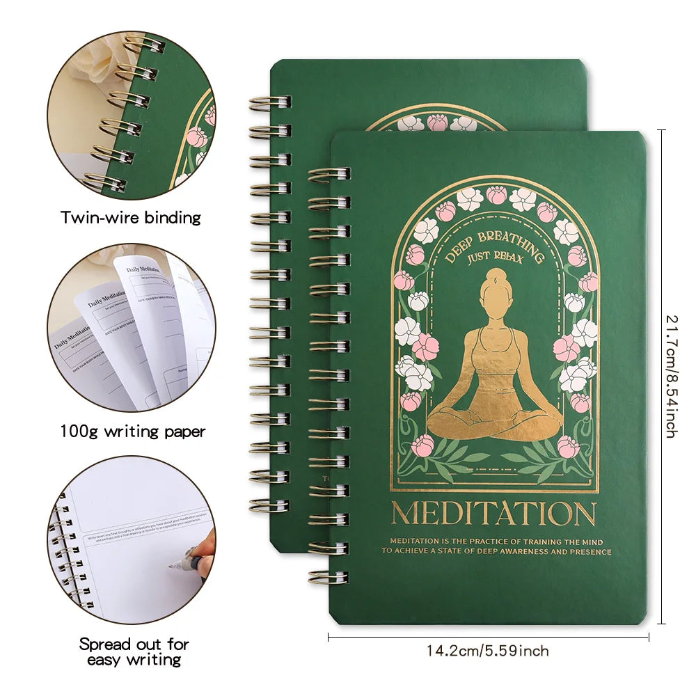 Meditation journal for mindfulness with twin-wire binding and 100g writing paper for easy writing