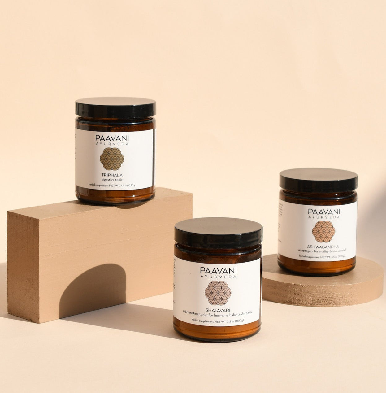 DC-PAAVANI Ayurveda Ayurvedic tonic for daily wellness set of three herbal supplement jars