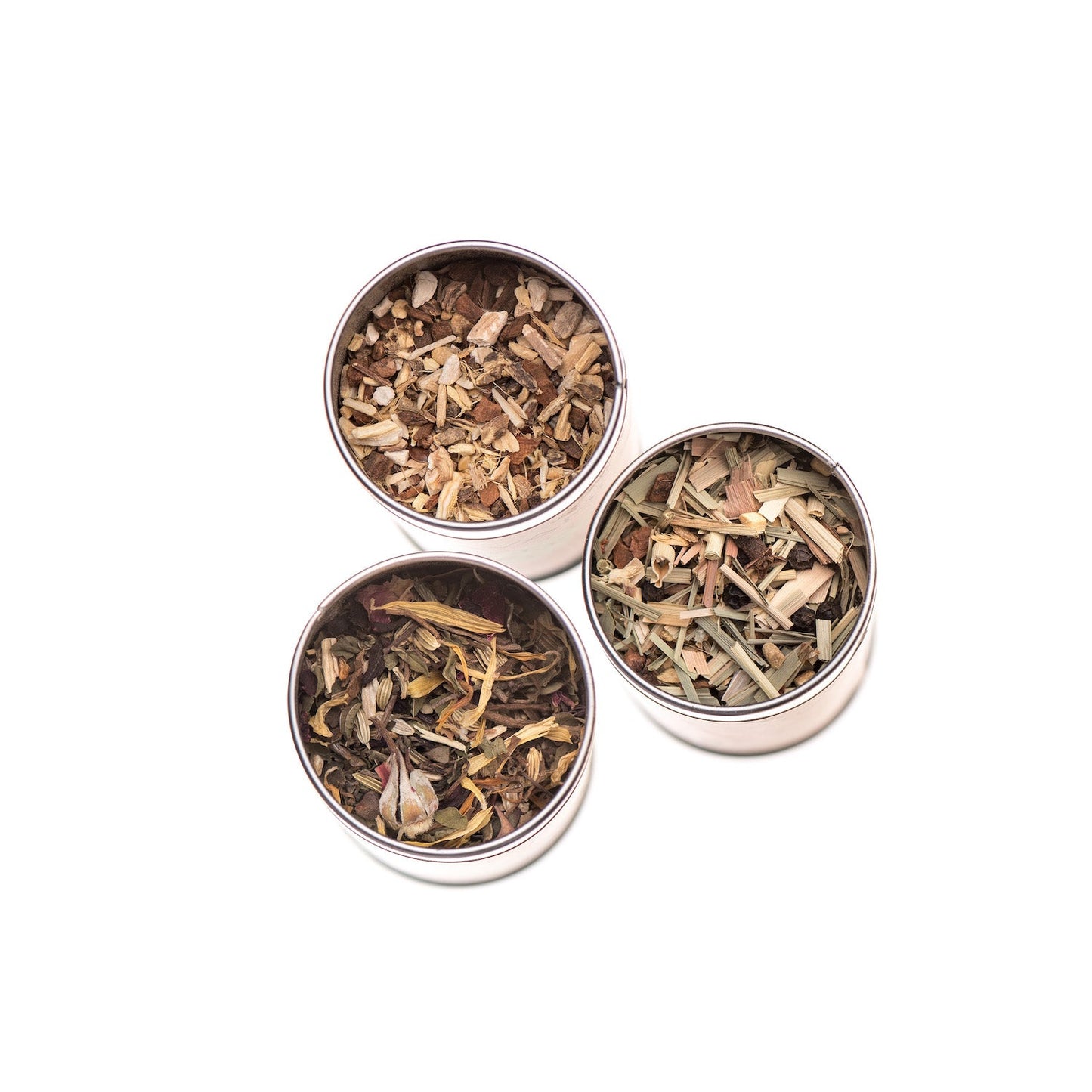 DC-PAAVANI Ayurveda herbal tea ritual set with three tins of assorted dried herbs for brewing