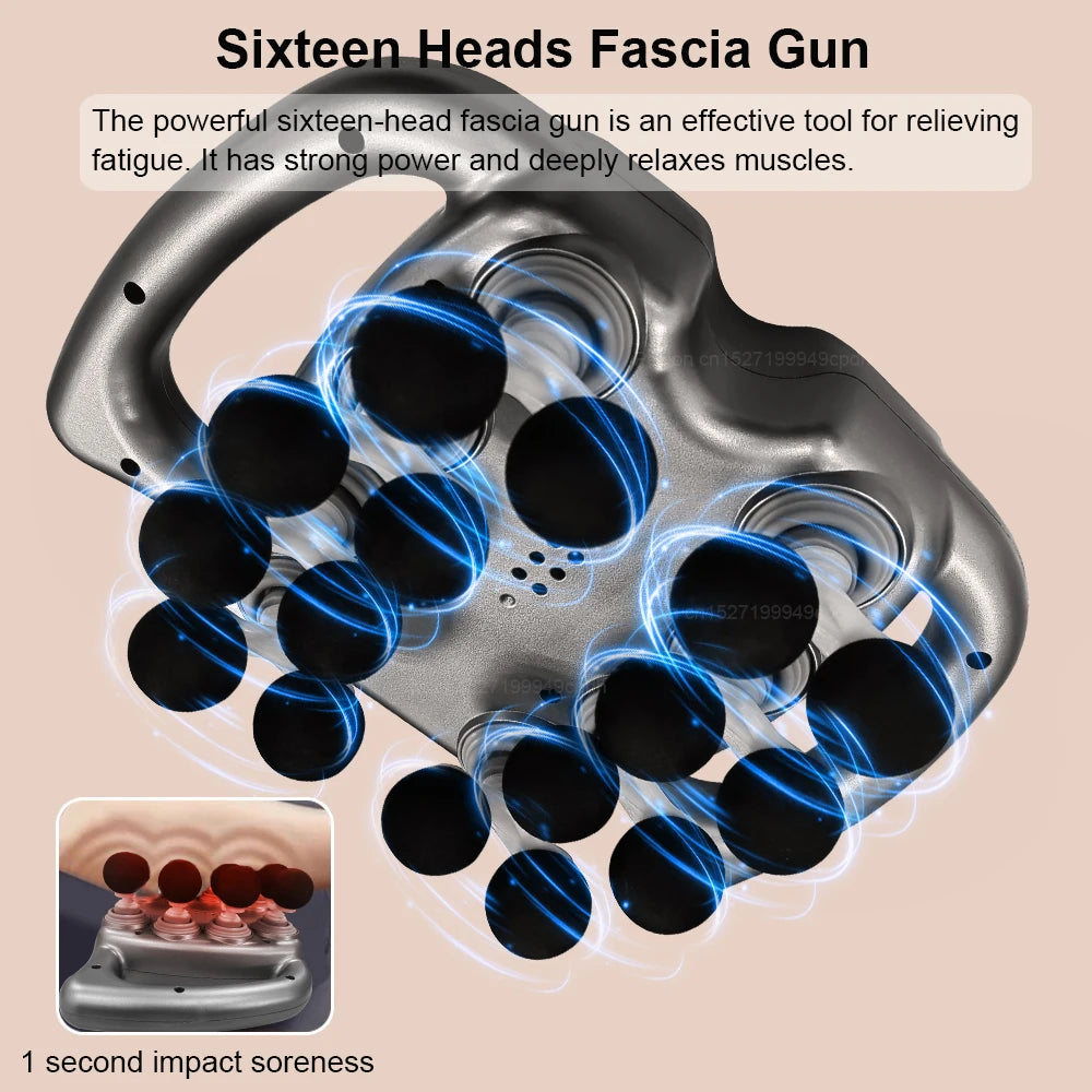 My Store 16-head massage gun with sixteen powerful heads for muscle relaxation and fatigue relief