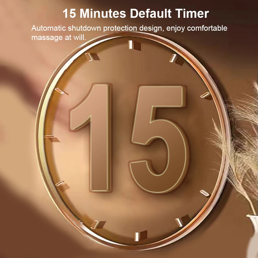 16-head massage gun with 15 minutes default timer and automatic shutdown protection for safe use