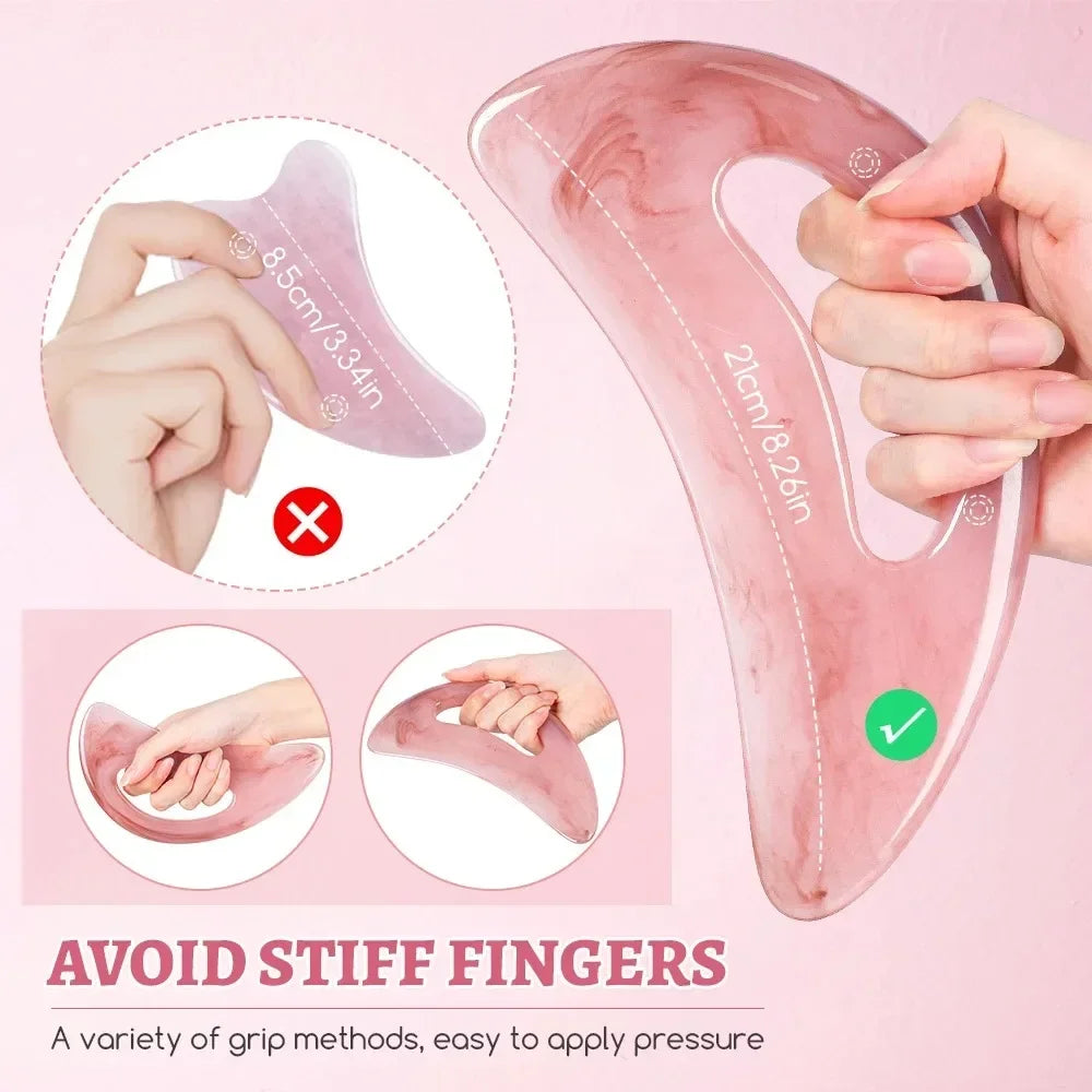 SACRED SELF WELLNESS gua sha massage tool showing proper grip techniques for easy pressure application