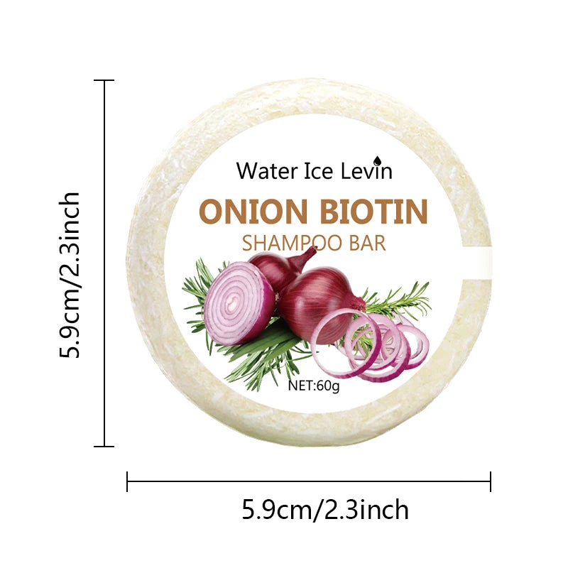 Onion biotin shampoo bar by Sacred Self Wellness with onion and rosemary for hair care