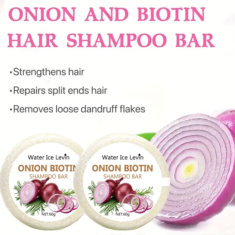 Onion biotin shampoo bar by Sacred Self Wellness with onion and biotin for strengthening hair