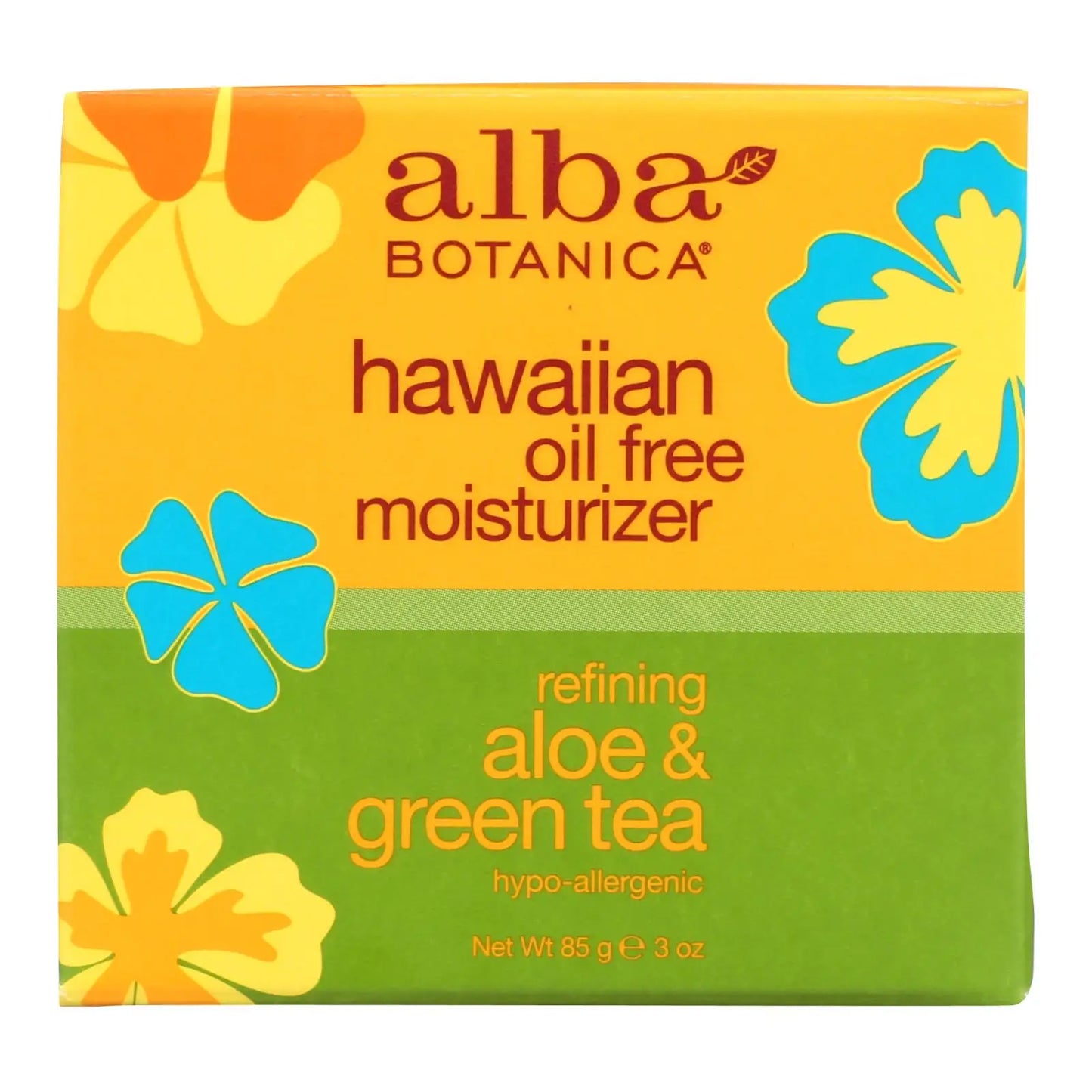 Alba Botanica Hawaiian natural moisturizer for oily skin with aloe and green tea in 3 oz packaging