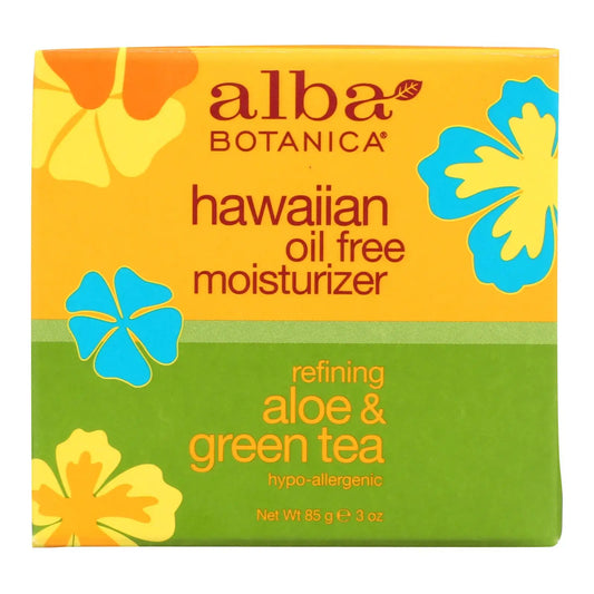 Alba Botanica Hawaiian natural moisturizer for oily skin with aloe and green tea in 3 oz packaging
