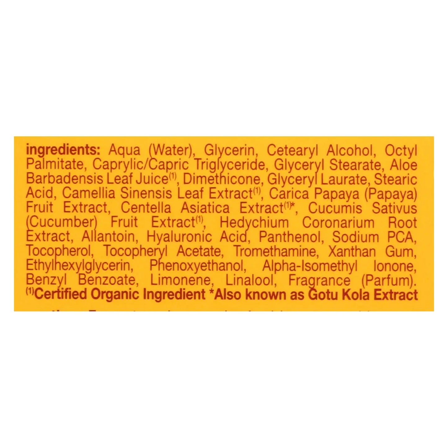 Ingredients list of Hawaiian natural moisturizer for oily skin by Sacred Self Wellness