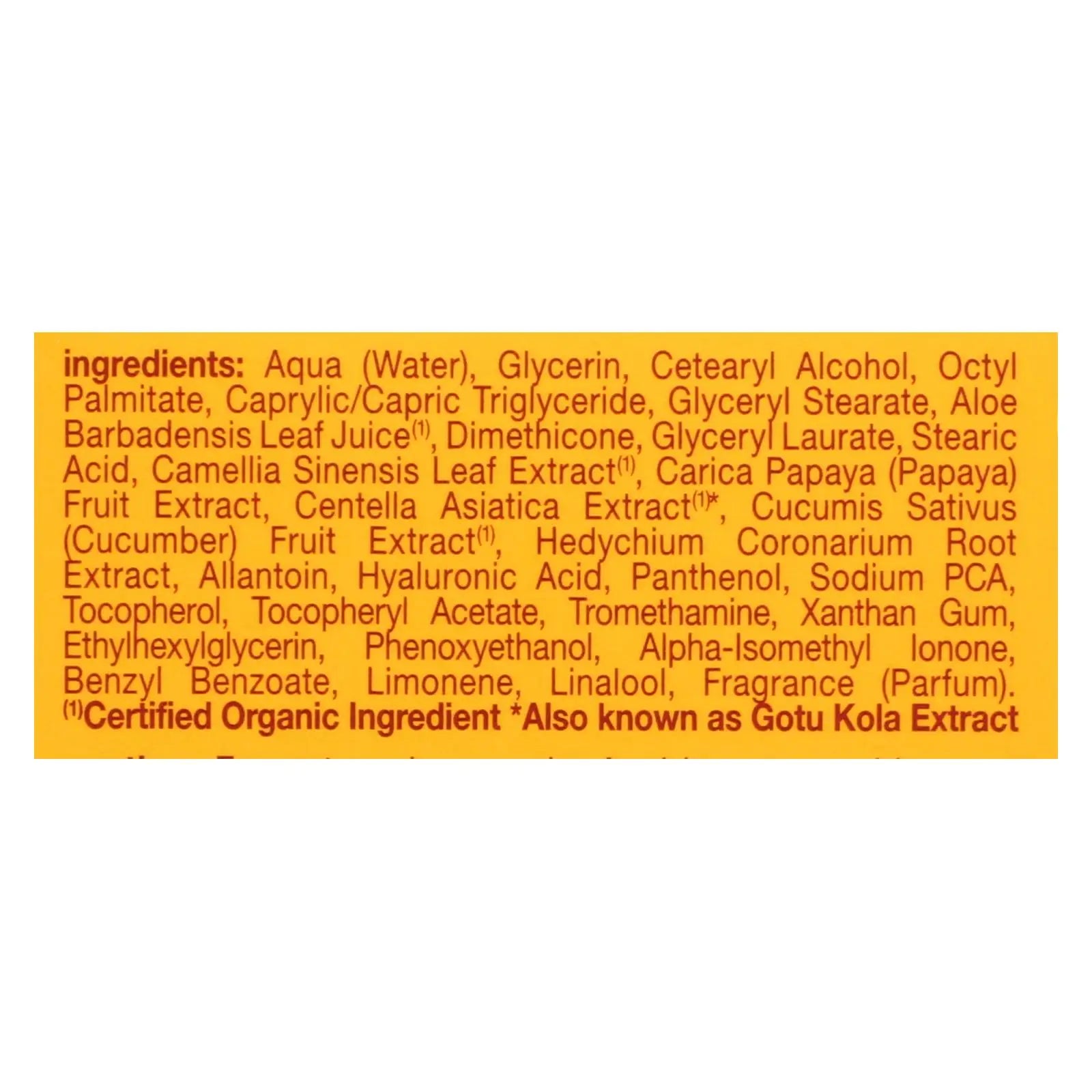 Ingredients list of Hawaiian natural moisturizer for oily skin by Sacred Self Wellness
