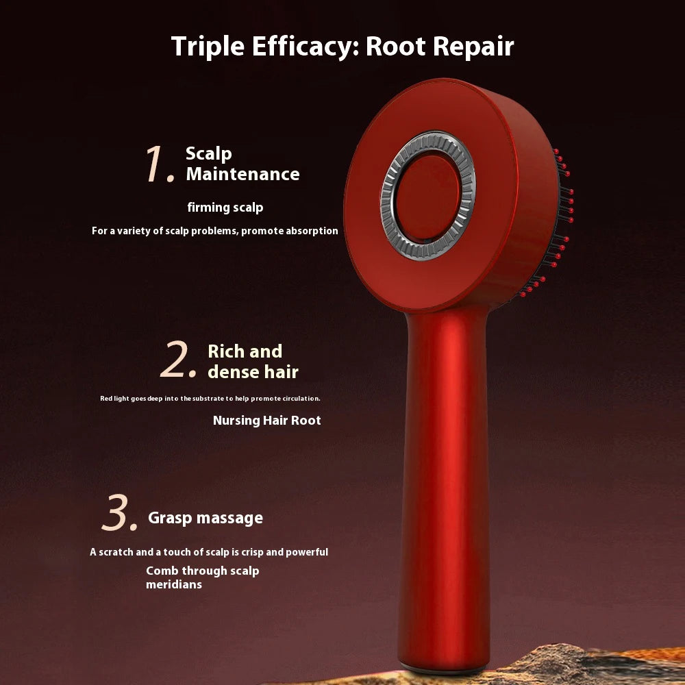 Red electric scalp massager for hair growth from SACRED SELF WELLNESS with root repair benefits