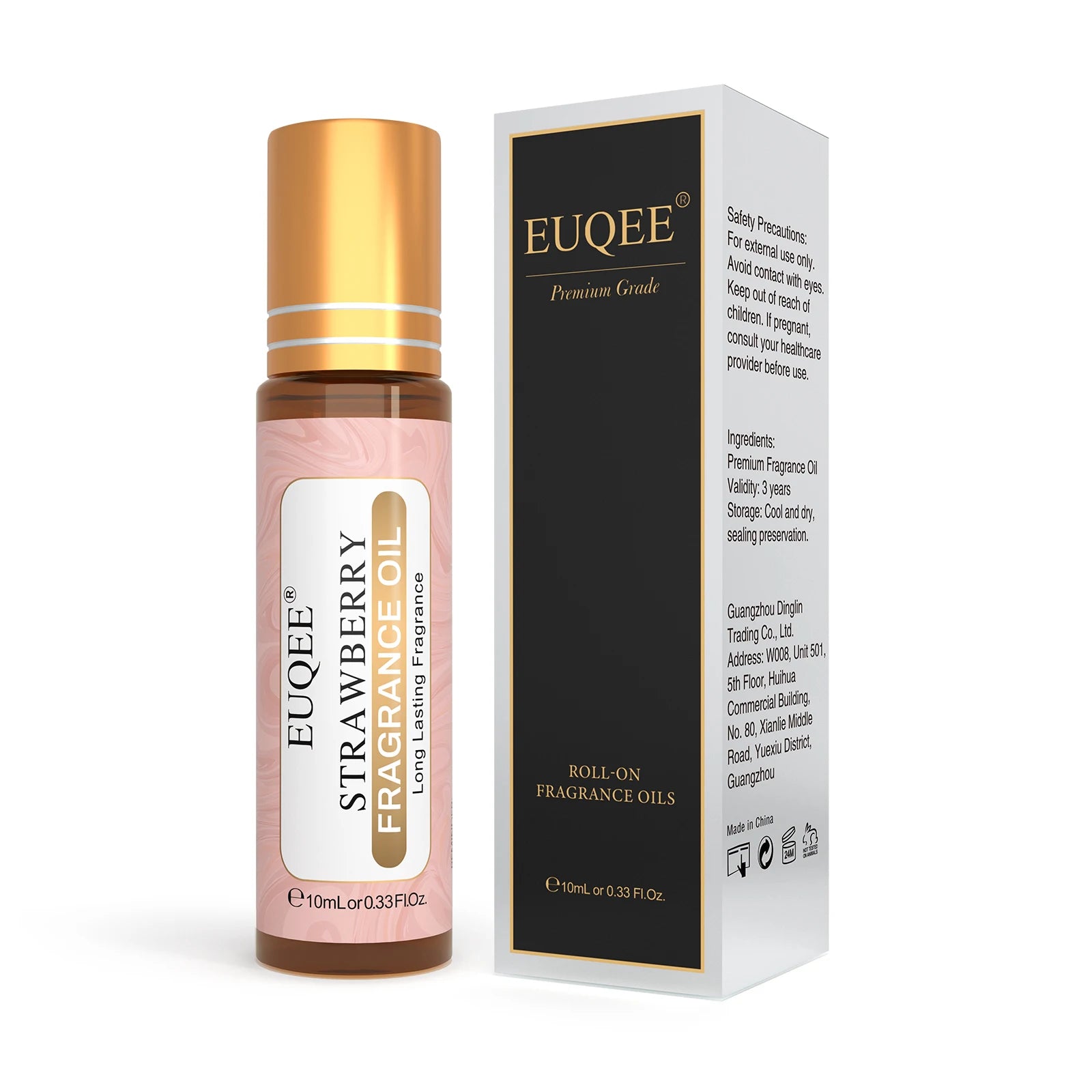 DIY candle fragrance oil 10ml Strawberry fragrance roll-on bottle with gold cap and packaging box