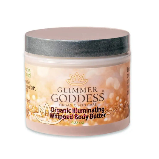 Sacred Self Wellness natural whipped body butter moisturizer in a 4 oz jar with organic illuminating formula