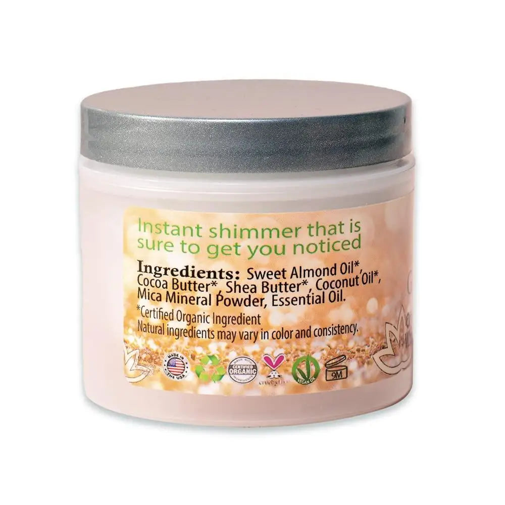 Sacred Self Wellness natural whipped body butter moisturizer with organic ingredients and instant shimmer effect
