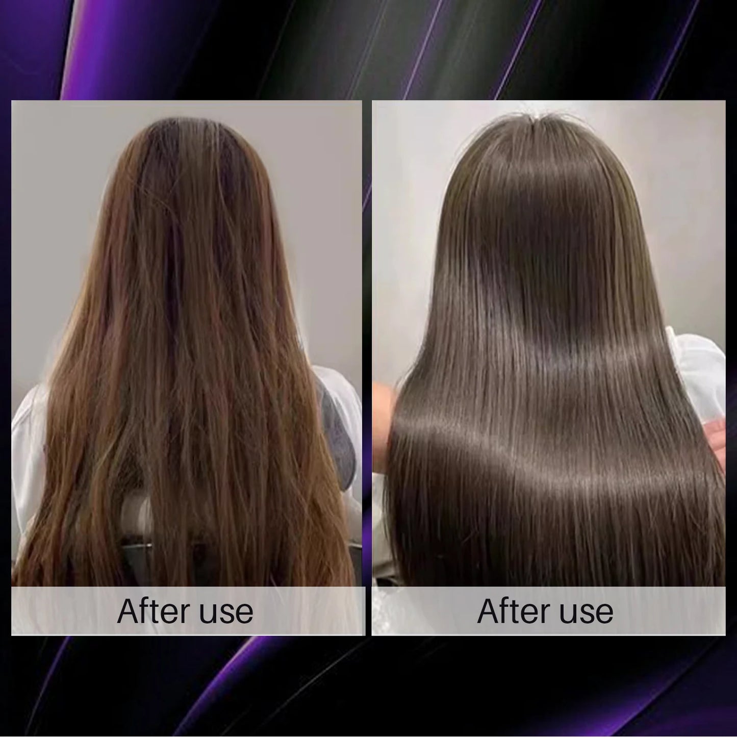 Before and after results showing smoother, shinier hair using rosemary onion hair growth shampoo by Sacred Self Wellness