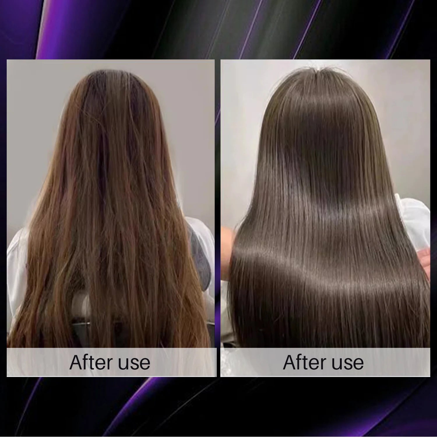 Before and after results showing smoother, shinier hair using rosemary onion hair growth shampoo by Sacred Self Wellness