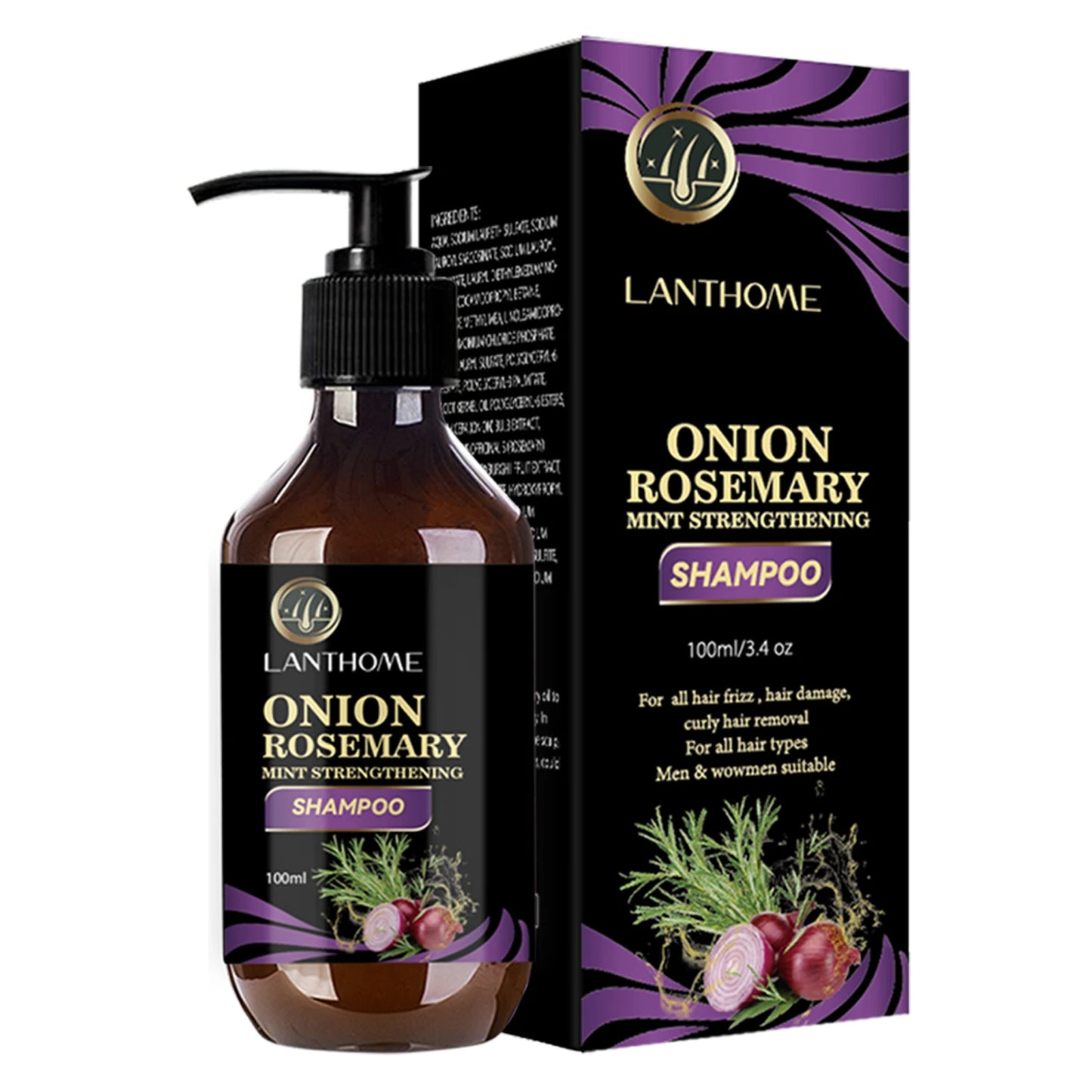 Sacred Self Wellness Lanthome onion rosemary hair growth shampoo with mint strengthening formula in 100ml bottle