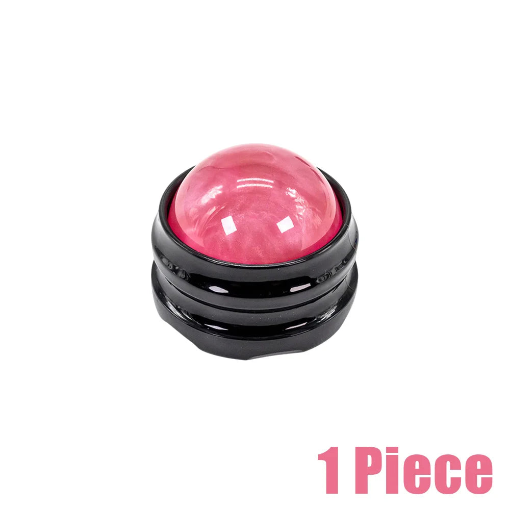 Pink massage roller ball for muscle relaxation with black base by SACRED SELF WELLNESS