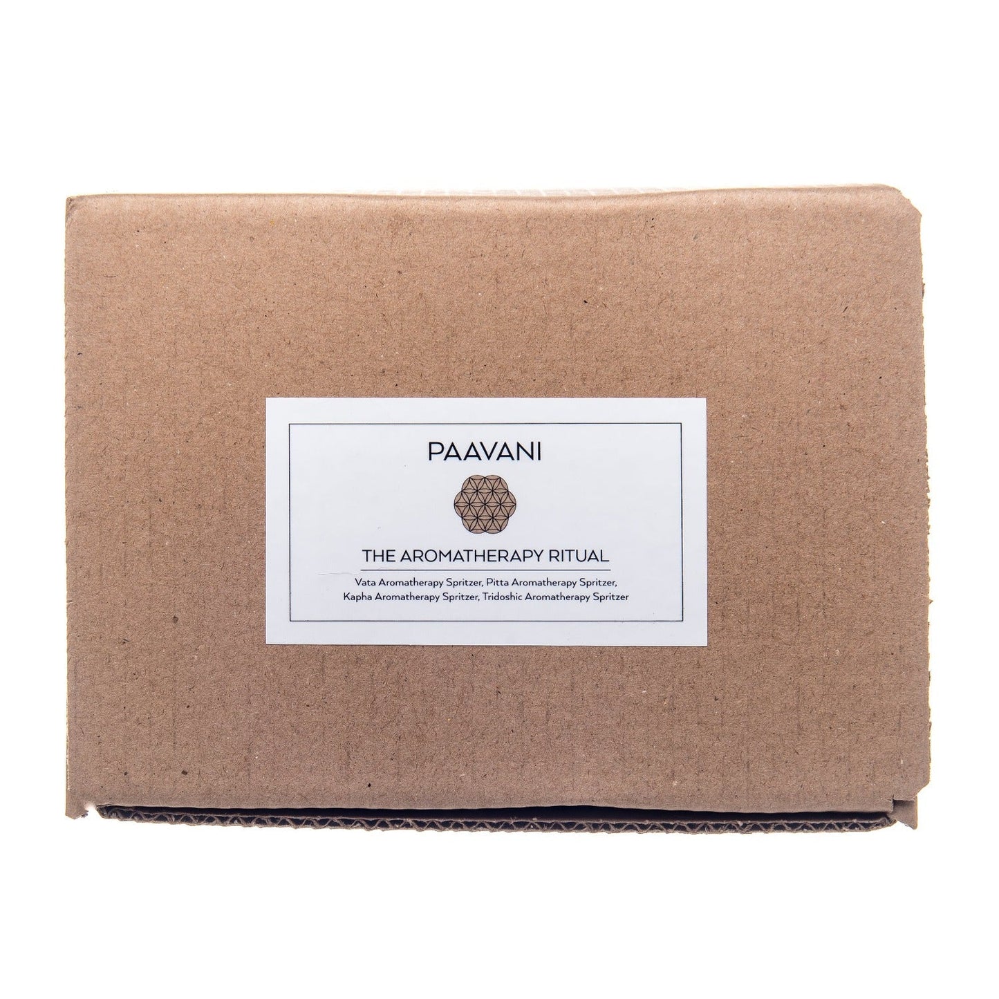 DC-PAAVANI Ayurveda Ayurvedic aromatherapy kit in simple brown packaging labeled The Aromatherapy Ritual