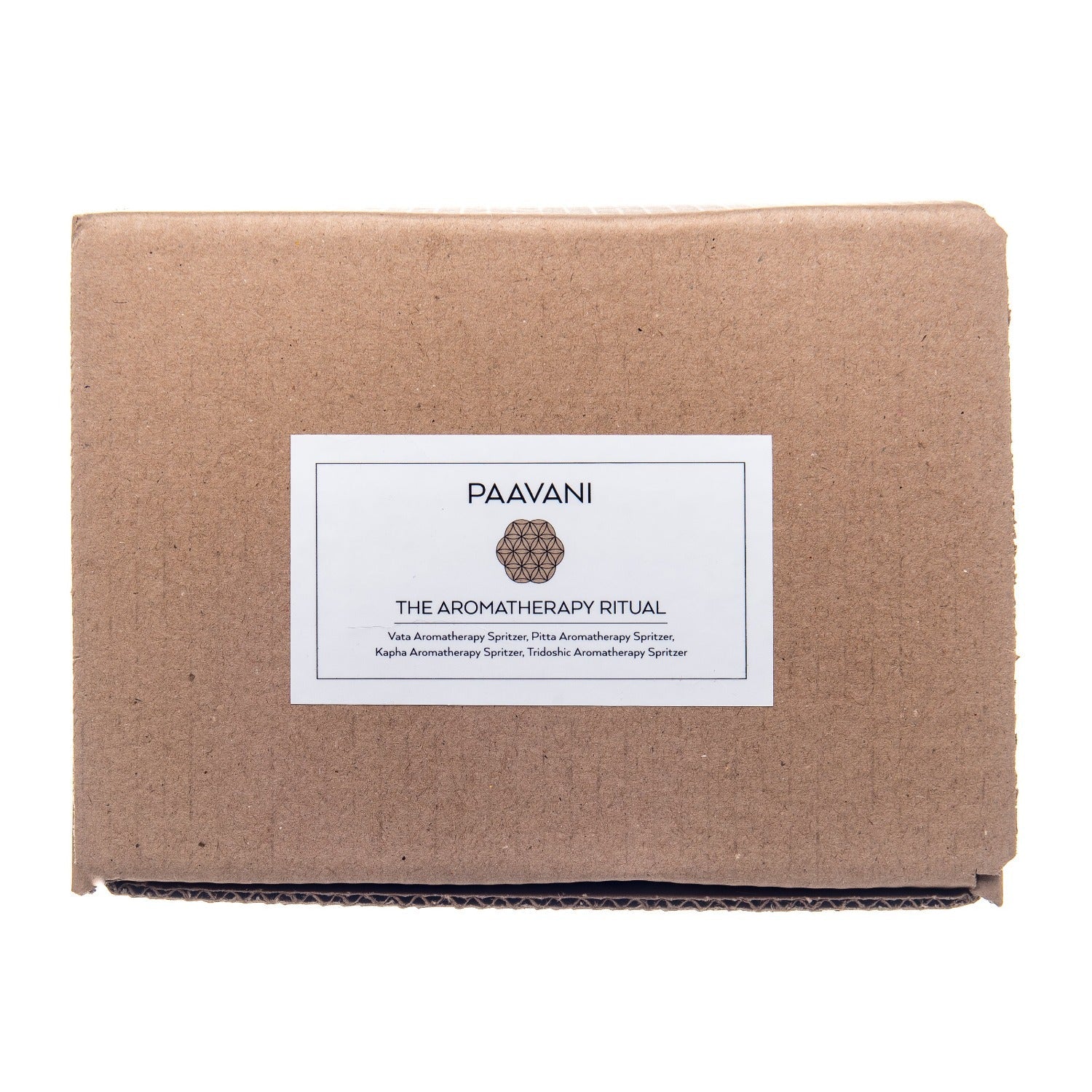 DC-PAAVANI Ayurveda Ayurvedic aromatherapy kit in simple brown packaging labeled The Aromatherapy Ritual