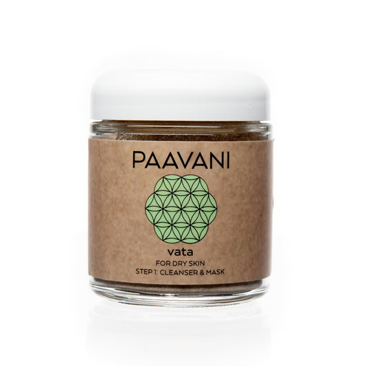 DC-PAAVANI Ayurveda ayurvedic cleanser for dry skin in a glass jar with white lid and brown label