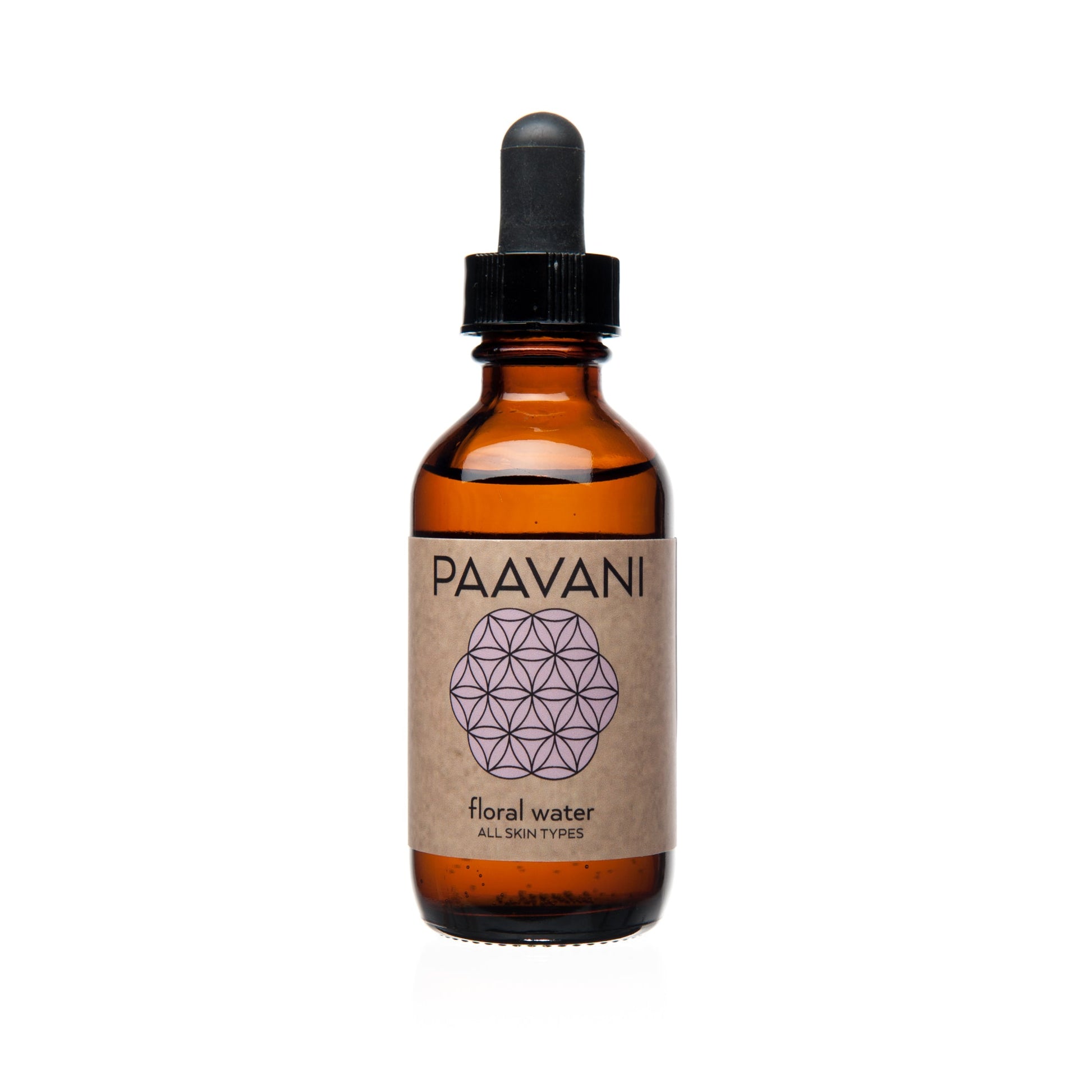 DC-PAAVANI Ayurveda botanical floral water for skin in amber glass dropper bottle
