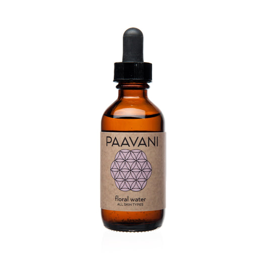DC-PAAVANI Ayurveda botanical floral water for skin in amber glass dropper bottle