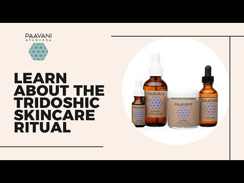 DC-PAAVANI Ayurveda tridoshic facial ritual kit with cleansing oil, serum, cream, and toner bottles