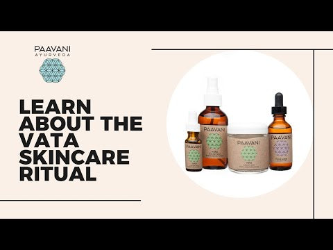 DC-PAAVANI Ayurveda vata facial ritual set with natural skincare oils and cream in amber glass bottles