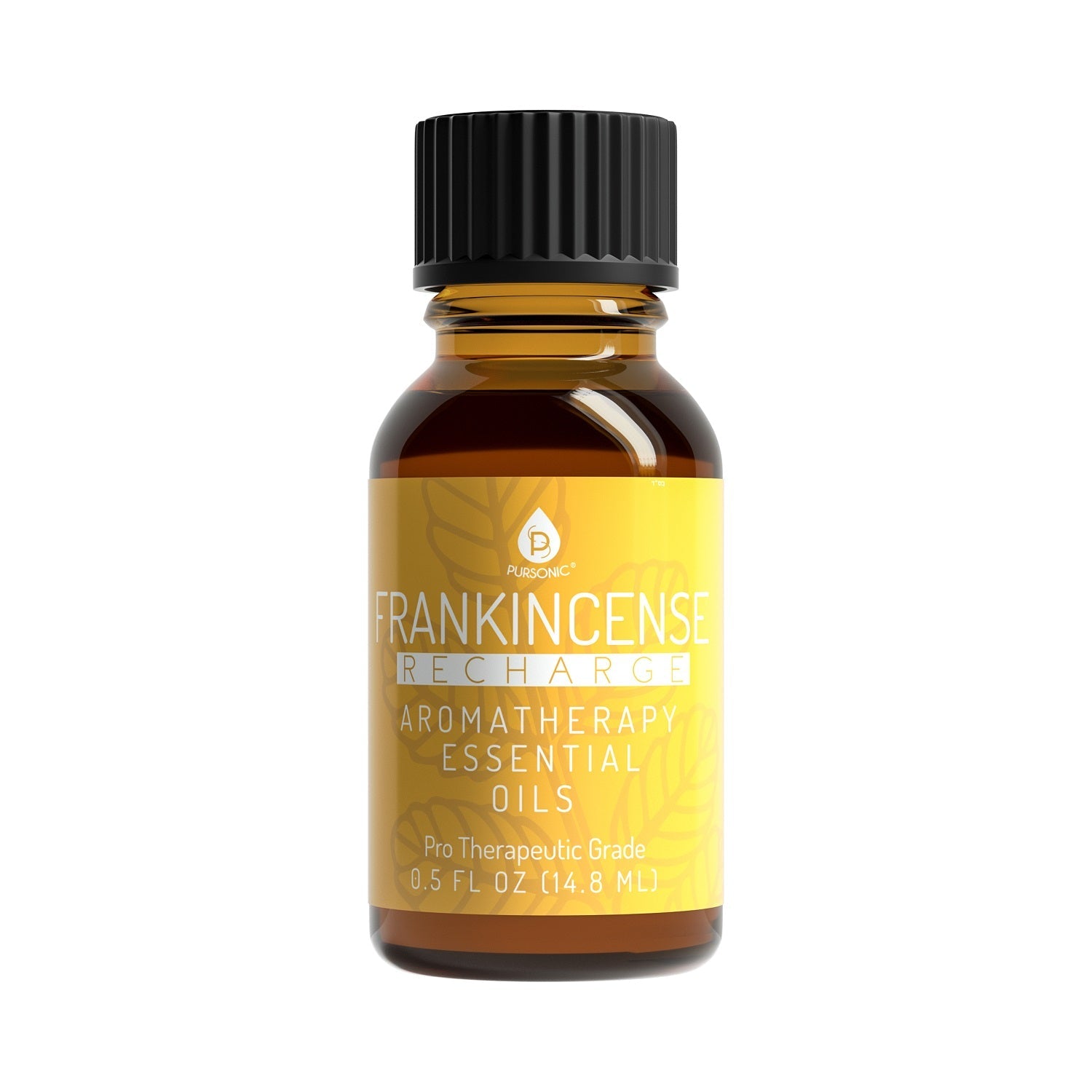 DC-PURSONIC frankincense aromatherapy essential oils set bottle with black cap and yellow label