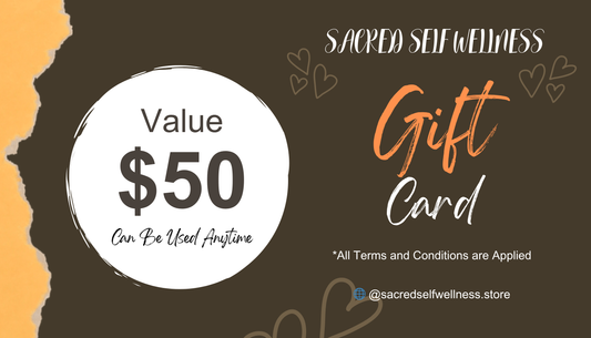 Sacred Self Wellness $50 wellness gift card online with flexible use and elegant design