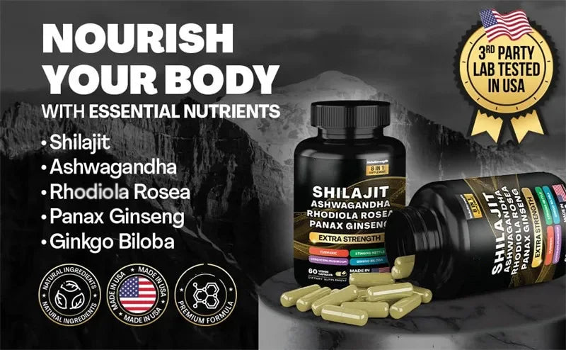 Sacred Self Wellness ashwagandha maca ginseng complex with shilajit capsules and essential nutrients